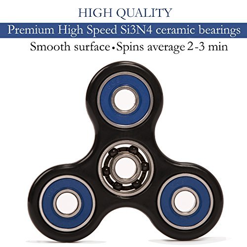 New 2017 v2.0 Tri Spinner Fidget Toy Anxiety Relief - Helps Reduce Stress and Racing Mind Due to ADD ADHD - Super Spin 2-3 min EDC gadget - Smooth - Carry Pouch - Non 3D - Dirt resistant ...