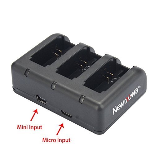 Newmowa 1300mAh Rechargeable AHDBT-302 Battery (2-Pack) and Rapid 3-Channel Charger for Gopro Hero 3, Gopro Hero 3+, AHDBT-301, AHDBT-302