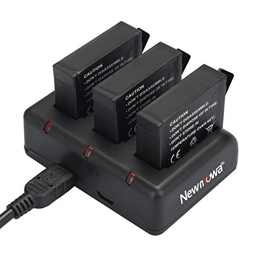 Newmowa 1300mAh Rechargeable AHDBT-302 Battery (2-Pack) and Rapid 3-Channel Charger for Gopro Hero 3, Gopro Hero 3+, AHDBT-301, AHDBT-302