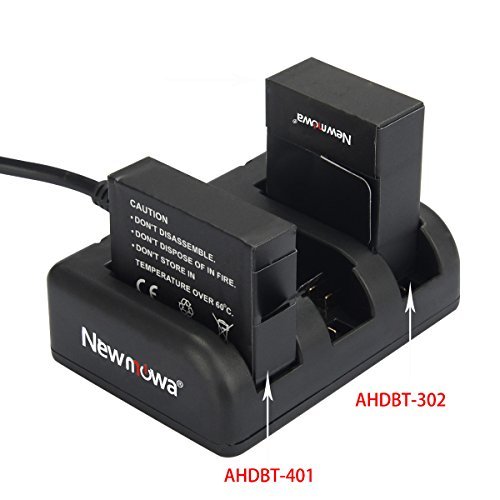 Newmowa 1300mAh Rechargeable AHDBT-302 Battery (2-Pack) and Rapid 3-Channel Charger for Gopro Hero 3, Gopro Hero 3+, AHDBT-301, AHDBT-302