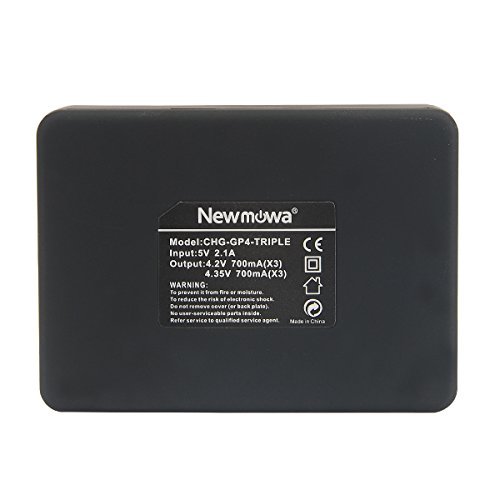 Newmowa 1300mAh Rechargeable AHDBT-302 Battery (2-Pack) and Rapid 3-Channel Charger for Gopro Hero 3, Gopro Hero 3+, AHDBT-301, AHDBT-302
