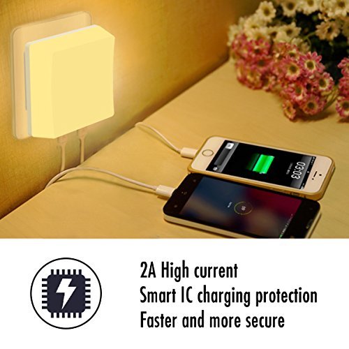 Night Light TOPSHARP 0.4W Plug-in LED Night Light Lamp with Auto Dusk to Dawn Sensor, Great for Bedroom, Bathroom, Kitchen, Hallway, Stairways, etc.(Warm White Light)