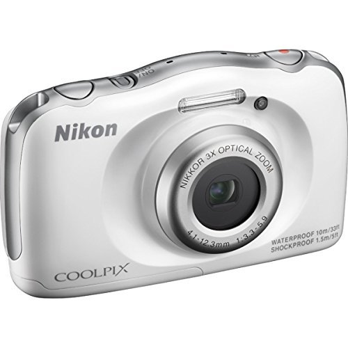 Nikon COOLPIX S33 13.2MP Waterproof Shockproof Freezeproof Digital Camera (White)(Certified Refurbished)