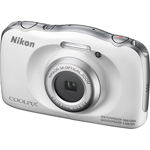 Nikon COOLPIX S33 13.2MP Waterproof Shockproof Freezeproof Digital Camera (White)(Certified Refurbished)