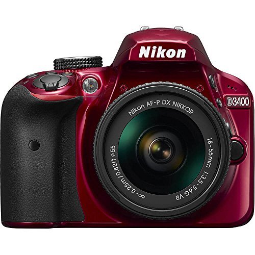 Nikon D3400 24.2 MP Triple Lens Ultimate Parent's Camera Kit, 3.0\", Red