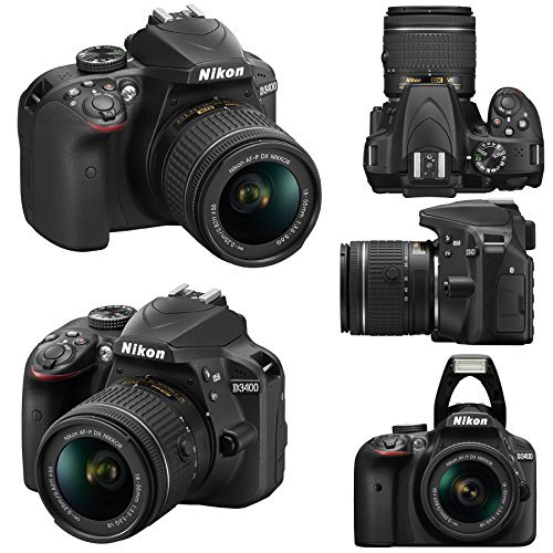 Nikon D3400 DSLR Camera with AF-P DX 18-55mm Lens (Black), + Flash + SLR Photo Bag + Batteries and Charger + Remote + 48GB Card Bundle