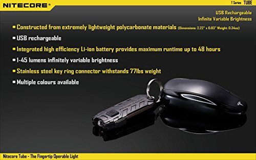 NiteCore Tube Keychain Light T Series 45 Lumen Multi Color Pocket Flashlight