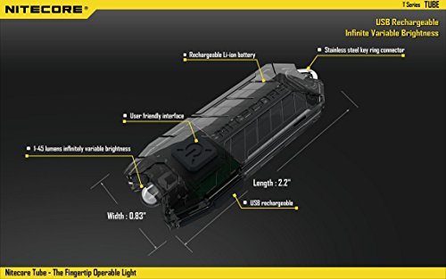 NiteCore Tube Keychain Light T Series 45 Lumen Multi Color Pocket Flashlight
