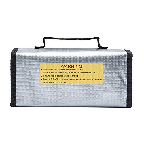 Noiposi Fireproof Explosion-proof Lipo Battery Safe Bag Battery Guard Sleeve Lipo Safe Bag with Strong Handle 220x100x75mm Large Size, pack of 1