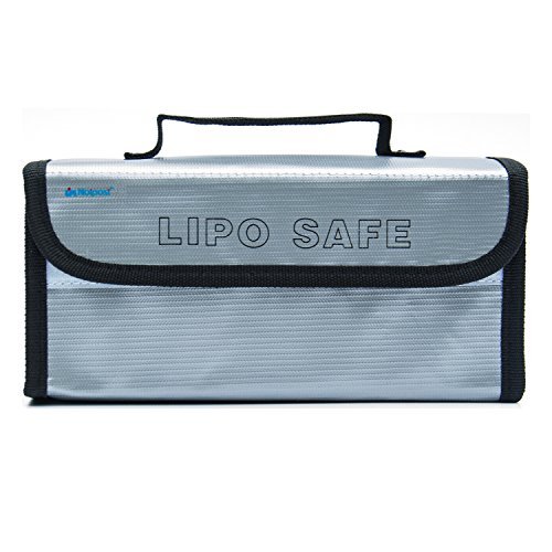 Noiposi Fireproof Explosion-proof Lipo Battery Safe Bag Battery Guard Sleeve Lipo Safe Bag with Strong Handle 220x100x75mm Large Size, pack of 1