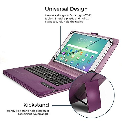 Nokia Lumia 2520 keyboard case, COOPER INFINITE EXECUTIVE 2-in-1 Wireless Bluetooth Keyboard Magnetic Leather Travel Cases Cover Holder Folio Portfolio + Stand Nokia Lumia 2520 (Dark Purple)