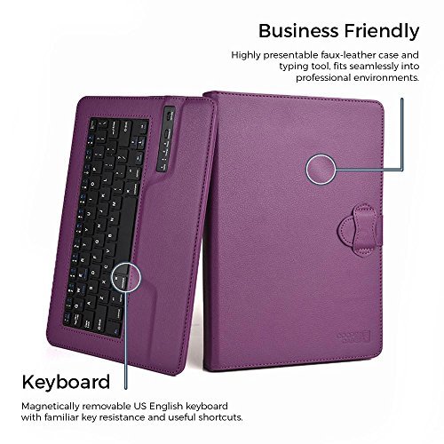 Nokia Lumia 2520 keyboard case, COOPER INFINITE EXECUTIVE 2-in-1 Wireless Bluetooth Keyboard Magnetic Leather Travel Cases Cover Holder Folio Portfolio + Stand Nokia Lumia 2520 (Dark Purple)