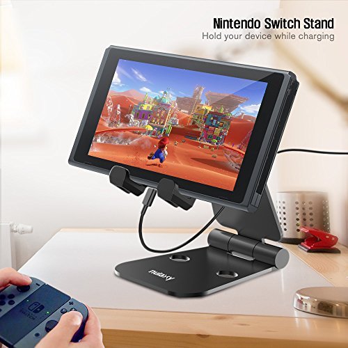 Nulaxy Dual Foldable Stand, Playstand for Nintendo Switch Multi-Angle Phone Tablet Video Game Holder Dock for iPhone 7 6 Plus 5 5c, Accessories, iPad Universal for All Other Tablets Phones-Black