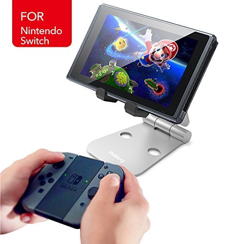 Nulaxy Foldable Aluminum Stand Multi-Angle Stand for Nintendo Switch, iPhones, iPad Universal for All Other Tablets Phones - Silver [video game]