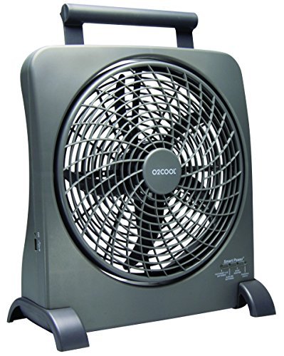 O2COOL 10-Inch Portable Smart Power Fan with AC Adapter & USB Charging Port