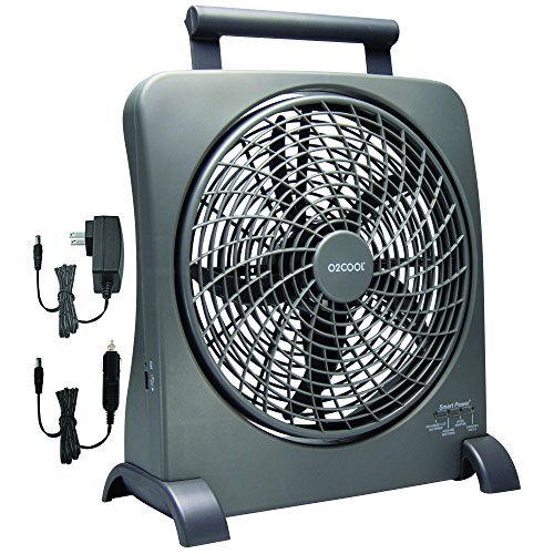 O2COOL 10-Inch Portable Smart Power Fan with AC Adapter & USB Charging Port