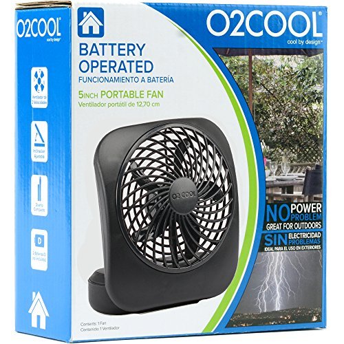 O2COOL 5-Inch Portable Fan, Black