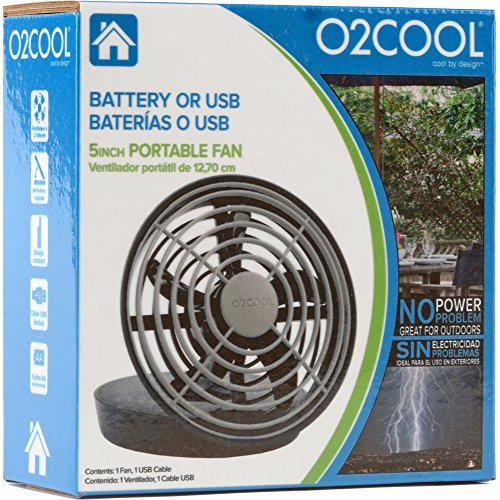 O2COOL 5-Inch Portable USB Fan, Grey