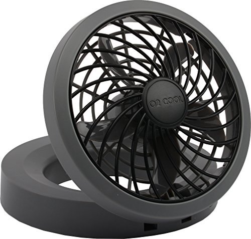 O2COOL 5\" Portable USB or Electric Fan, Black/Gray