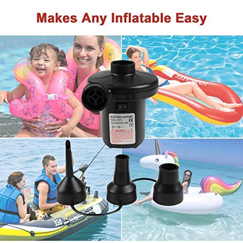 OKPOW Electric Portable Air Pump 110V AC/12V DC Quick-Fill Air Pump for Inflatables Air Mattress Raft Bed Boat Pool Toy