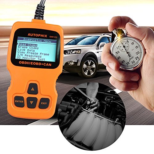 OM123 Vehicle Car Fault Code Reader - PerryLee Mini Portable LCD OBDMATE OBDII OBD2 EOBD+CAN Scan Scanner Tool Car Vehicle Auto Engine Trouble Analyzer Tester Diagnostic Code Scanner Tool Orange