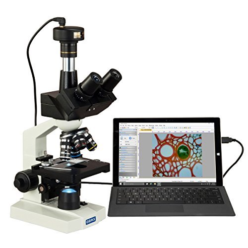 OMAX 40X-2500X Digital Lab Trinocular Compound LED Microscope with 5MP Digital Camera and Double Layer Mechanical Stage