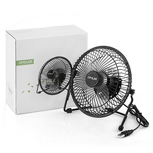 OPOLAR F501 Desktop USB Fan with Upgraded 6 Inch Blades, Enhanced Airflow, Lower Noise, Metal Design, USB Powered, Personal Table Fan, Mini Cooling Fan, Small Desk Fan, Quiet Office Fan - Black