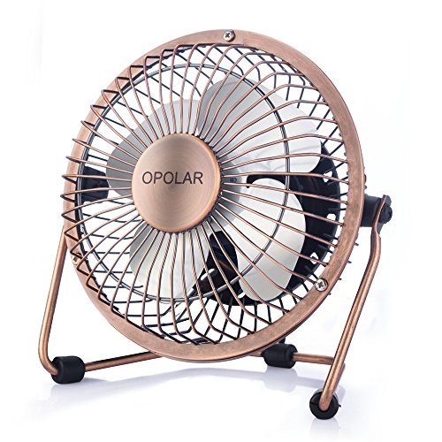 OPOLAR Mini USB Table Desktop Personal Fan (Metal Design, Quiet Operation; 3.9 feet USB Cable, High Compatibility - Bronze)