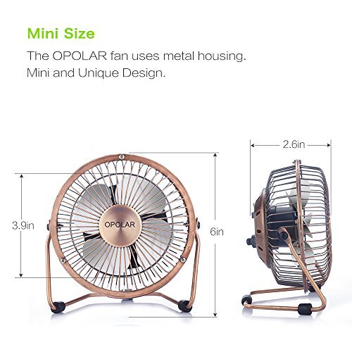 OPOLAR Mini USB Table Desktop Personal Fan (Metal Design, Quiet Operation; 3.9 feet USB Cable, High Compatibility - Bronze)