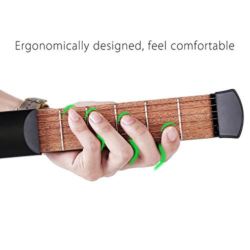 Ohuhu Wooden Pocket Guitar 6 Fret Portable Guitar Practice Tool Gadget For Beginner Chord Trainer