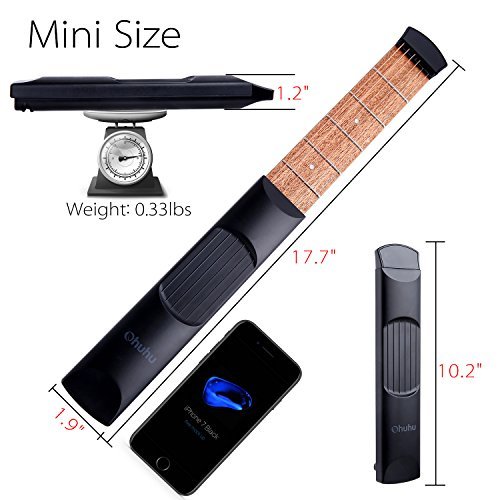 Ohuhu Wooden Pocket Guitar 6 Fret Portable Guitar Practice Tool Gadget For Beginner Chord Trainer