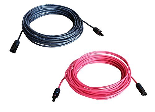 One Pair 10 Feet Black + 10 Feet Red 12 Gauge Solar Panel Extension Cable Wire MC4 Connector