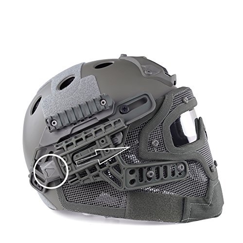 OneTigris PJ Type Helmet Tactical Fast Helmet with Protective Goggle and Mesh Face Mask for Airsoft Paintball