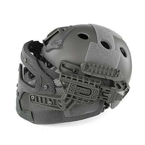 OneTigris PJ Type Helmet Tactical Fast Helmet with Protective Goggle and Mesh Face Mask for Airsoft Paintball