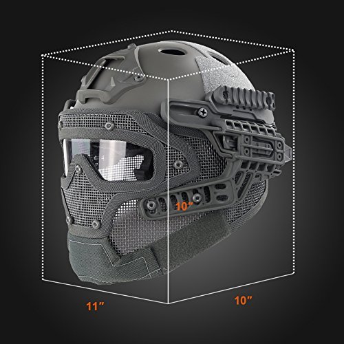 OneTigris PJ Type Helmet Tactical Fast Helmet with Protective Goggle and Mesh Face Mask for Airsoft Paintball