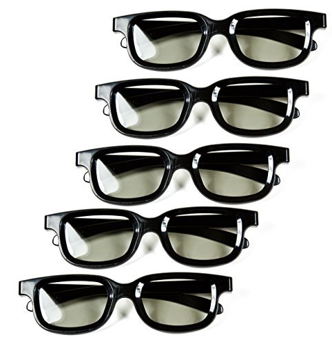 Optical Prime 3D (5 Pack) 3D Cinema Glasses For Passive TVs – Movie Theater Glasses - Circular Polarized.