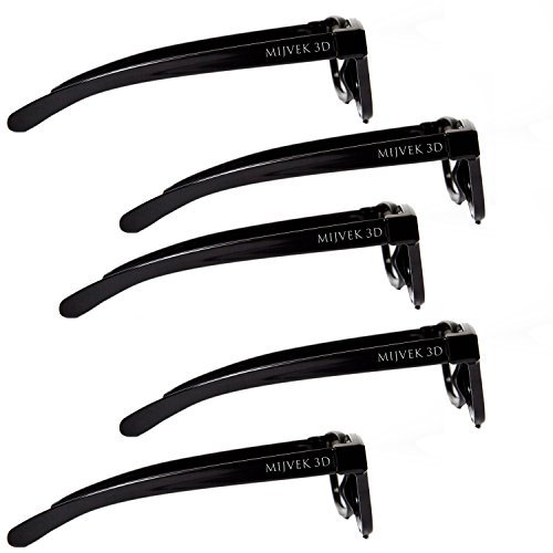 Optical Prime 3D (5 Pack) 3D Cinema Glasses For Passive TVs – Movie Theater Glasses - Circular Polarized.