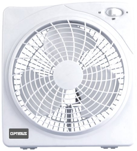 Optimus F-1022 10-Inch 2 Speed Box Fan, White