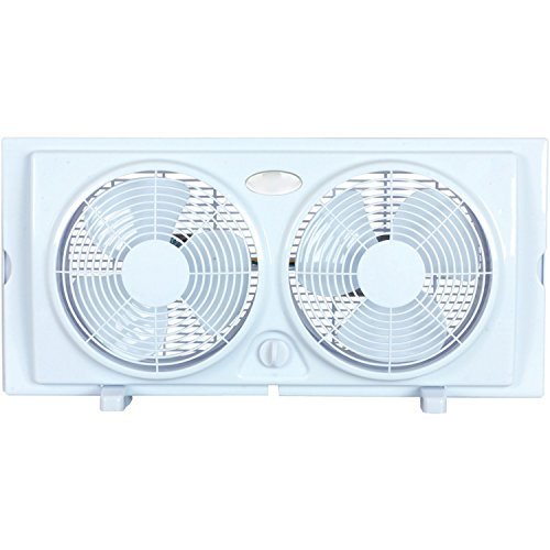 Optimus F-5280 7-Inch Twin 2-Speed Window Fan, White