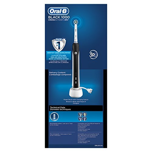 Oral-B Black Pro 1000 Power Rechargeable Electric Toothbrush Powered by Braun