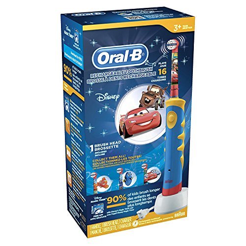 Oral-B Kid's Rechargeable Electric Toothbrush featuring Disney Character,For Children 3+ Years, Character May Vary with Pixars Car's or Dory, 1 pack 