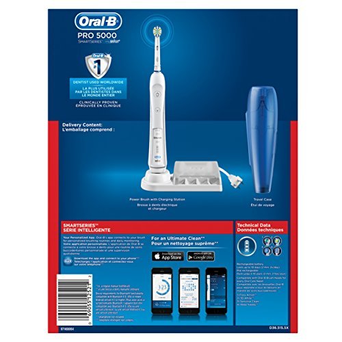 Oral-B Pro 5000 SmartSeries Power Rechargeable Electric Toothbrush with Bluetooth Connectivity Powered by Braun 