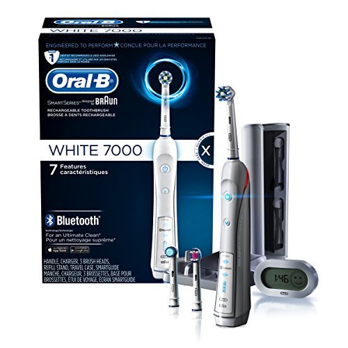 Oral-B WHITE 7000 SmartSeries Power Rechargeable Electric Toothbrush with Bluetooth Connectivity Powered by Braun 