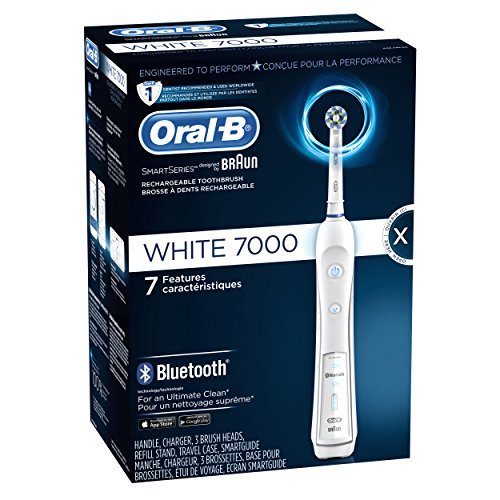 Oral-B WHITE 7000 SmartSeries Power Rechargeable Electric Toothbrush with Bluetooth Connectivity Powered by Braun 