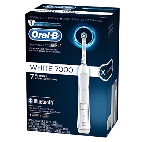 Oral-B WHITE 7000 SmartSeries Power Rechargeable Electric Toothbrush with Bluetooth Connectivity Powered by Braun 