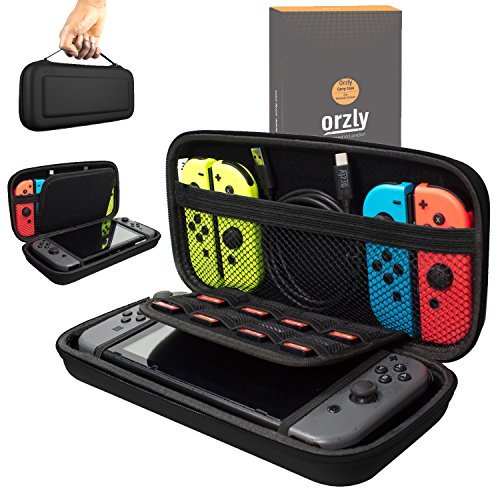 Orzly Carry Case Compatible With Nintendo Switch - BLACK Protective Hard Portable Travel Carry Case Shell Pouch for Nintendo Switch Console & Accessories