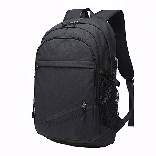 Outdoor Laptop Backpack, Lightweight Travel Bag Pack with w/ USB Charging Port Student Computer Bag ,Fits UNDER 15.6" Laptop & Notebook Black