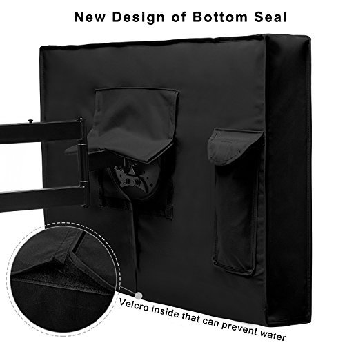 Outdoor TV Cover 40'' - 43'', New Design of Bottom Seal, Weatherproof Universal Protector for LCD, LED, Plasma Television Sets - Fit Standard Mounts & Stands. Built In Remote Controller Storage Pocket