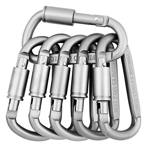 Outmate 6 pcs Aluminum D-ring Locking Carabiner Light but Strong