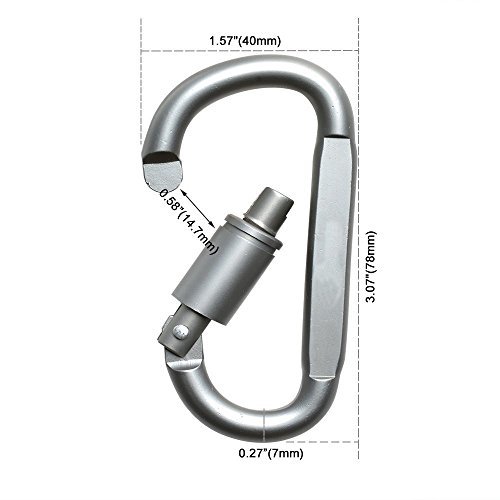 Outmate 6 pcs Aluminum D-ring Locking Carabiner Light but Strong